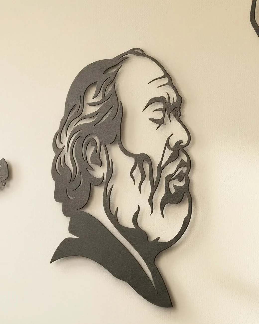 Close-up of a laser-cut Carlebach portrait