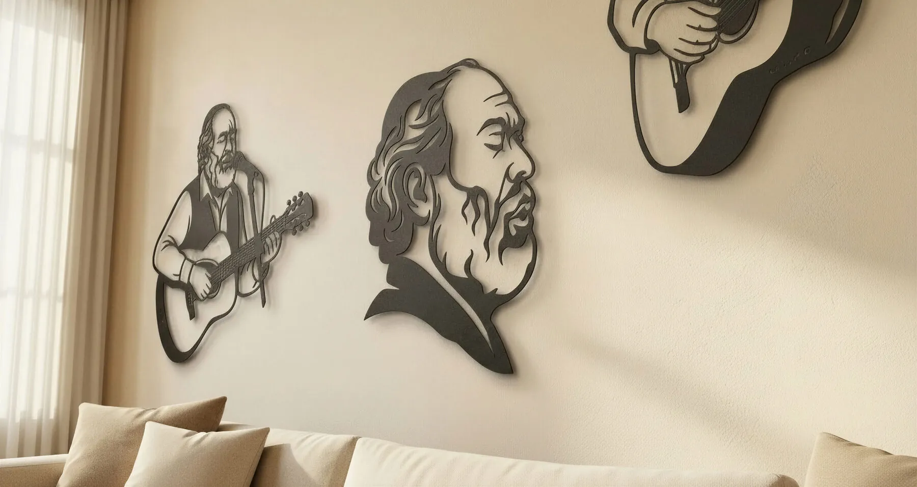 All three portraits together on the wall, mood photograph