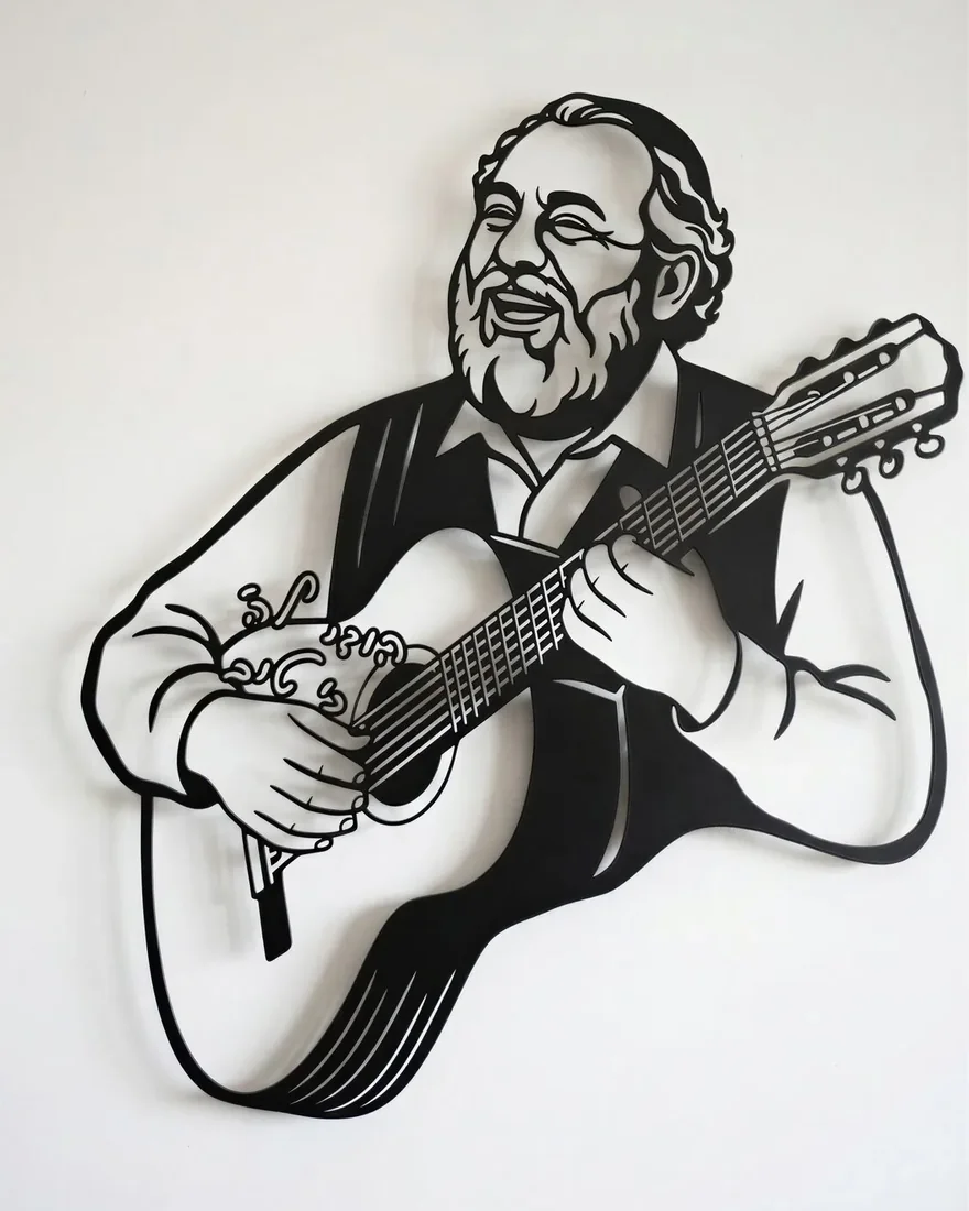 Joy design - Rabbi Shlomo Carlebach portrait playing guitar